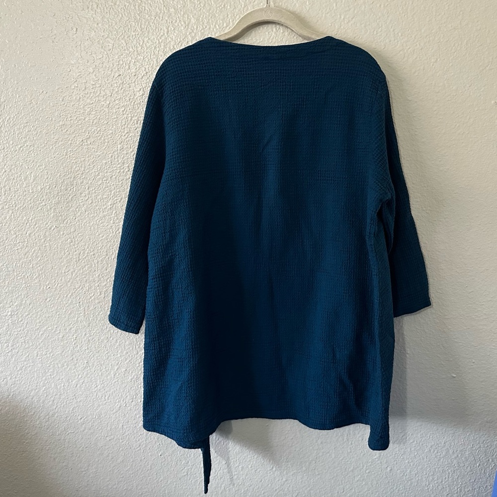 Focus Casual Life |  100% Cotton Blue Waffle Knit Tunic Size Large - Picture 5 of 8